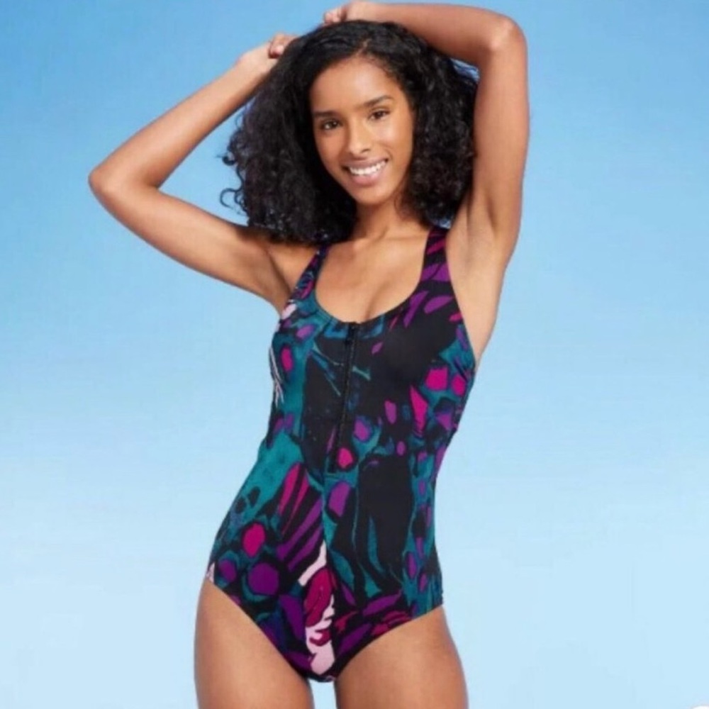 All In Motion Racerback Zip Up Swimsuit NWT